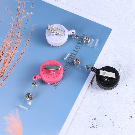 PENIKOKO Cute Cartoon Badge Holder with Retractable Clip for ID Cards, Assorted Colors, ABS and Alloy, 3 Pieces Set