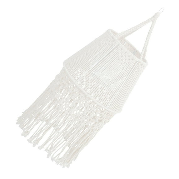 PENIKOKO Bohemian Macrame Lampshade Beige Cotton Woven Design Soft Light Diffuser for Bedroom Eye Comfort