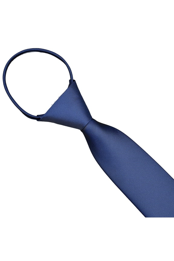 Men Formal Tie Blue Pre Tied Zipper Neck Tie Ideal for Business Weddings Graduations