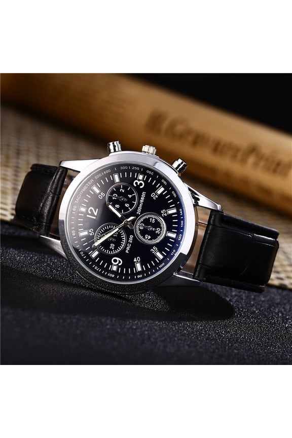 Men Wrist Watch with Calendar and Black Cloak Strap Quartz Analog