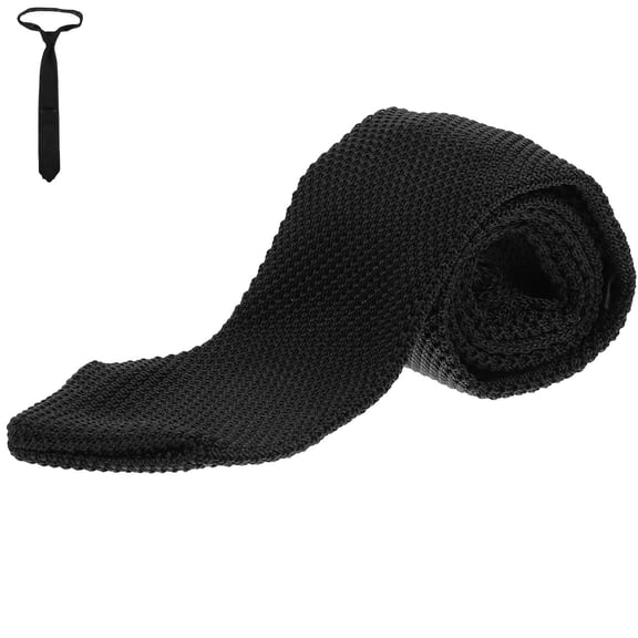 PENIKOKO Men's Black Knitted Tie Set, for Office, Parties, Casual and Formal Occasions, Solid Color Design