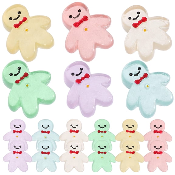 PENIKOKO 30Pcs Small Gingerbread Man Figurines Assorted Colors Miniature Landscape Decorations