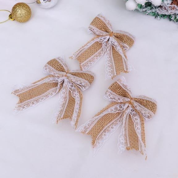PENIKOKO Set of 6 Multi-Color Jute Burlap Bows, Lightweight Vintage Bowknot for Crafts, Wrapping, and Home Decoration