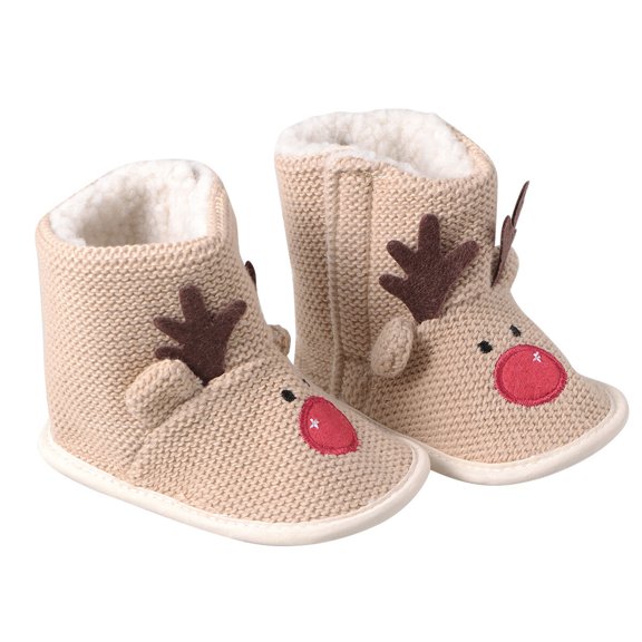 PENIKOKO Newborn Shoes Winter House Shoes Easy to Wear and Take Off Beige 1 Pair
