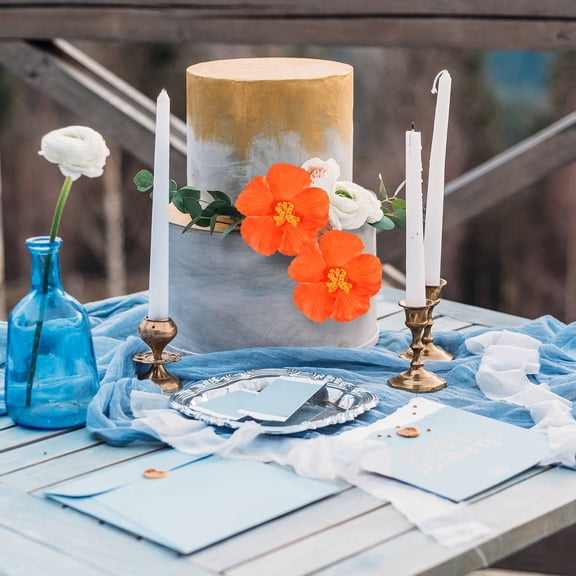 PENIKOKO Set of 10 Orange Artificial Hibiscus Flowers for Home Decor, Faux Tropical Floral Arrangements, Perfect for Indoor and Outdoor