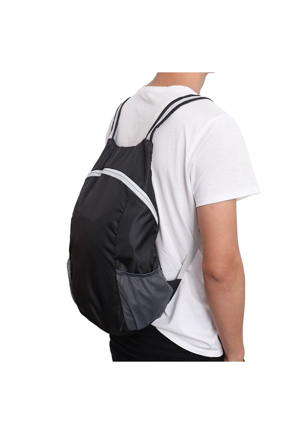 Outdoor Backpack Foldable Nylon Portable Hiking Backpack Black 1Pack