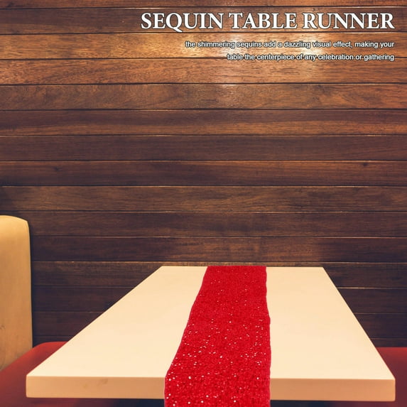 PENIKOKO Red Rectangular Glitter Table Runner Party Table Decorations Fabric 1 Set for Birthday and Festive Celebrations