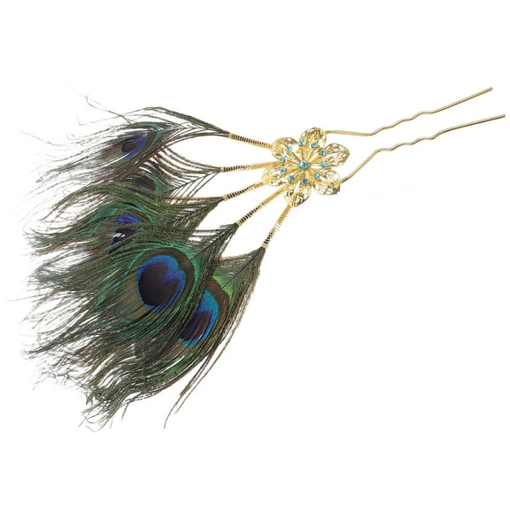 PENIKOKO Peacock Headpiece For Women 1Pcs Metal Hairpin With Cloth In Palace 11In
