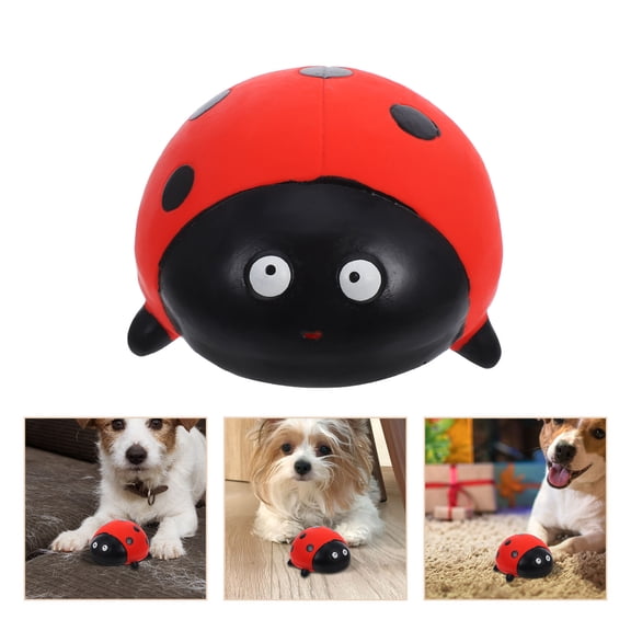 PENIKOKO Puppy Relief Latex Squeaky Ladybug Dog Toy Interactive Chew Toy for Small and Large Dogs