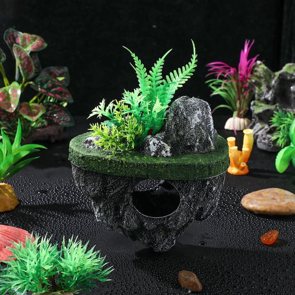 PENIKOKO Realistic Floating Stone Aquarium Decor Fish Tank Ornament Turtle Rock Hideaway for Freshwater and Tanks