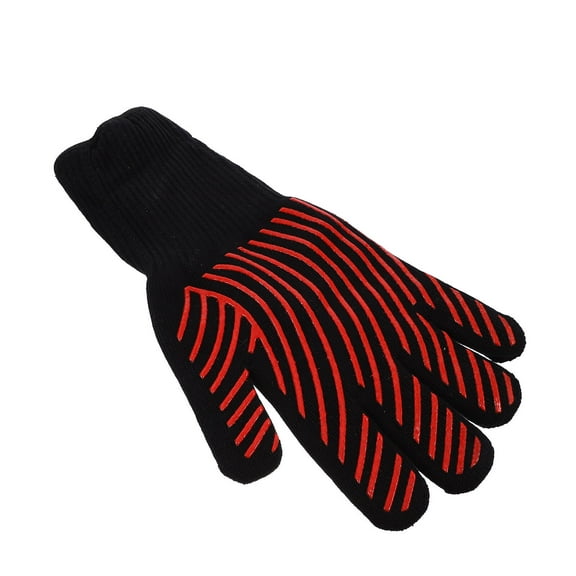 PENIKOKO Red Heat Resistant Glove for Grilling and Cooking with Long Cuffs Made of Polyester Cotton and Silica Gel 1pc