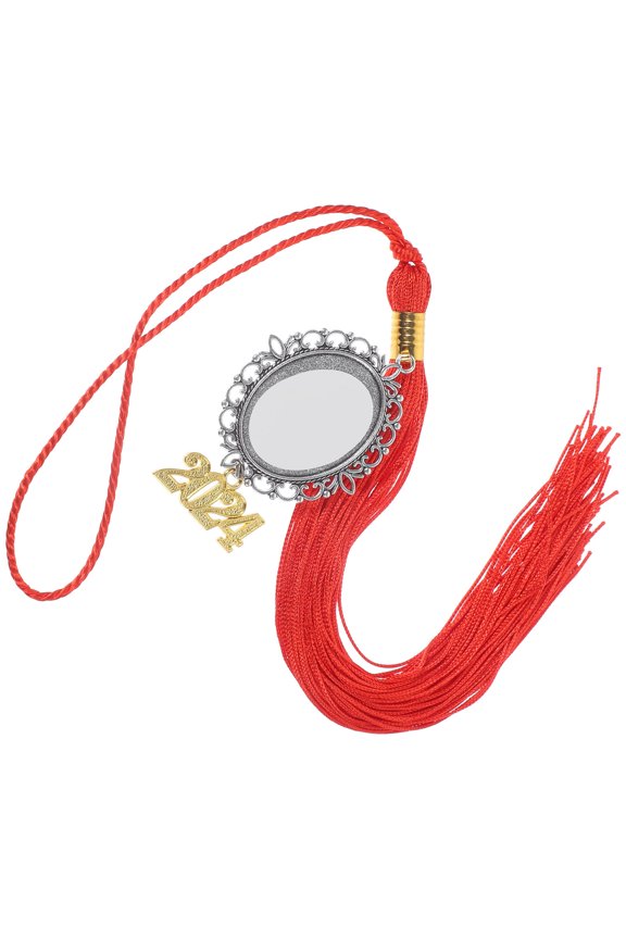 Red Polyester Graduation Cap Tassel Charm Pendant Decorative Accessory for Graduation Ceremony 1 Piece