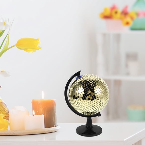 PENIKOKO Rotating Golden Disco Globe with Reflective for Home and Office Decor, 1 Pack for Adults
