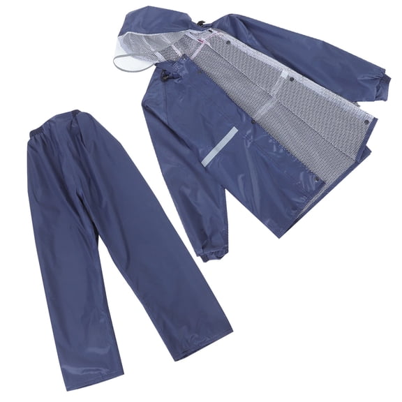 PENIKOKO Reusable Navy Rain Poncho with Mesh for Motorcycle Riding and Outdoor Adventures