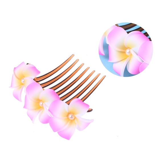 PENIKOKO Rosy Bridal Headdress Handmade Flower Hair Comb with Pearls for Weddings and Special Occasions Size 7.5 x 4.5 inches