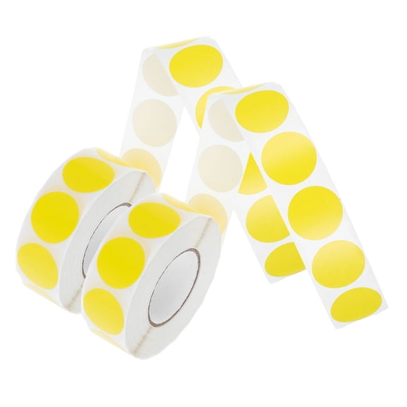 PENIKOKO Round Yellow Stickers for Office and School Use, Glossy Paper Circle Labels with Strong Adhesive, and Easy to Use