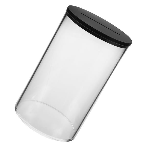 PENIKOKO Transparent Acrylic Donation Money Box with Lockable Lid Black - Secure Collection Box for Charity and Fundraising