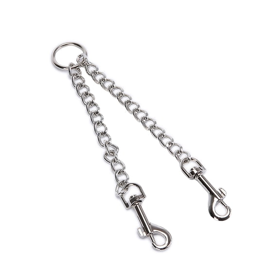 PENIKOKO Silver Double Head Pet Pulling Strap Durable Stainless Steel Dog Traction Chain