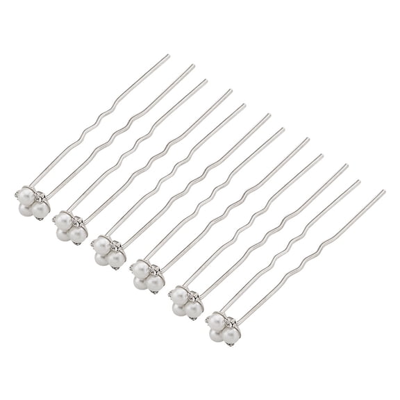 PENIKOKO U Shaped Hair Pins for Women, Decorative Hair Accessories for Weddings, Parties, Celebrations - 6pcs Alloy Set
