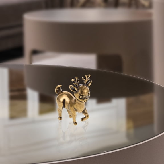 PENIKOKO Small Deer Figurine Golden Brass Decoration for Holiday Season Home Decor 1 Piece