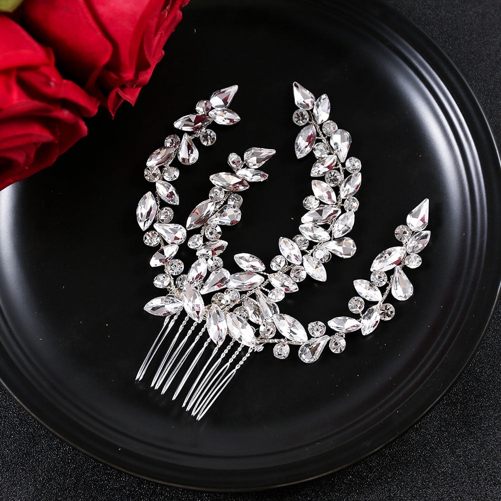 PENIKOKO Rhinestone Hair Comb Metal French Clip Sparkling Bridal Hair ...