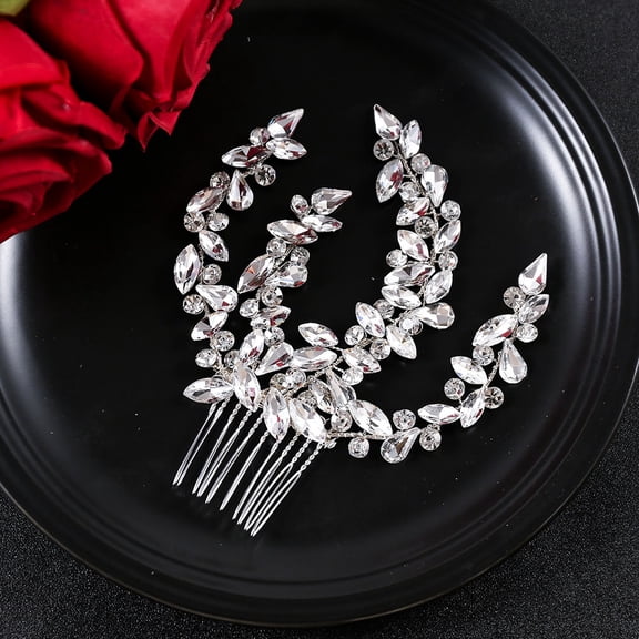 PENIKOKO Rhinestone Hair Comb Metal French Clip Sparkling Bridal Hair Accessory for Weddings and Special Occasions