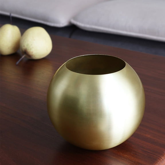 PENIKOKO Golden Stainless Steel Spherical Flowerpot Indoor Decorative Flower Vase 1 Set Modern Decor