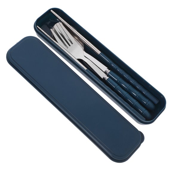 PENIKOKO Stainless Steel Silverware Flatware Set Dark Blue Portable For Camping Office 1 Set