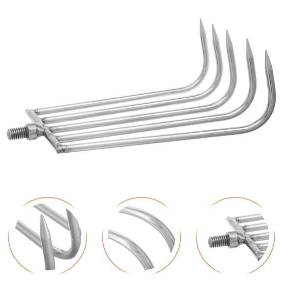 PENIKOKO Stainless Steel Water Plant Rake Plated Silver Multifunctional Tool for Home Gardening