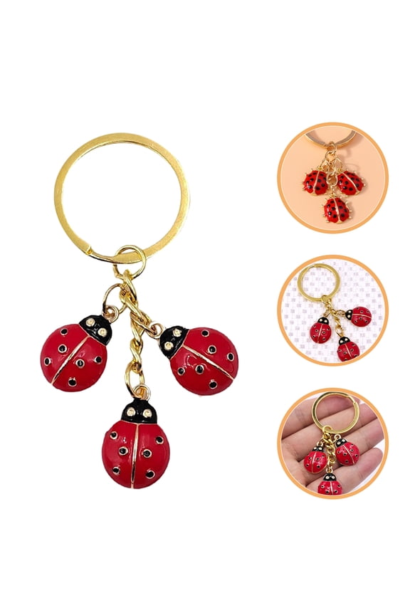 Sturdy Red Alloy Ladybug Keyring Pendant for Creative Bag Charm and Car Key Holder