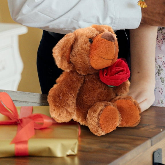 PENIKOKO Plush Bear with Rose for Valentines Day, Unique Design Ideal for Birthday and Wedding Favors