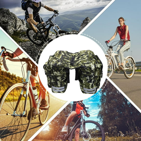 PENIKOKO Waterproof Bag for Bicycle with Reflective Binding and Large Capacity in Green Camo