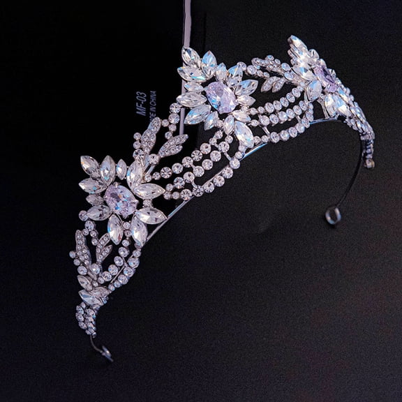 PENIKOKO Wedding Crown for Women with Rhinestone Jewelry Decoration White 1Pack