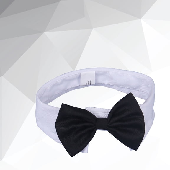 PENIKOKO White Dog Bow Tie Collar Soft Comfortable Pet Neck Tie for Formal Events
