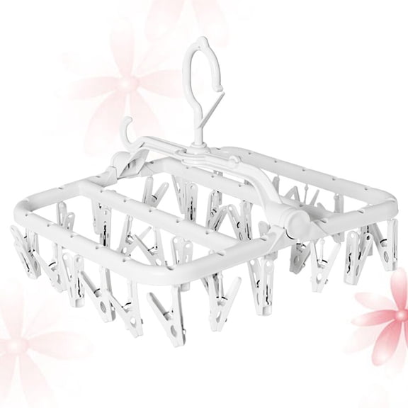 PENIKOKO Foldable White Sock Clips Hanging Rack for Clothes Drying at Home, and Space-Saving Laundry Organizer