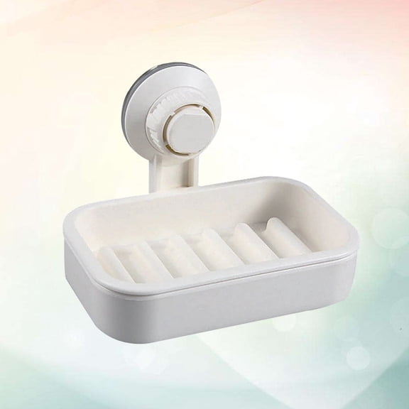 PENIKOKO White Cup Soap Dish Holder for Smooth , No Drilling Needed, Bathroom Sink Organizer
