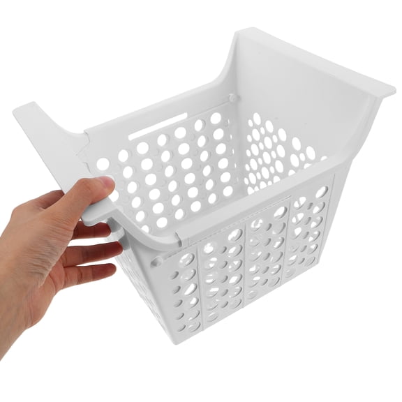 PENIKOKO White Wire Freezer Basket with Builtin Shelf and Universal Fit for Home Fridge Organization