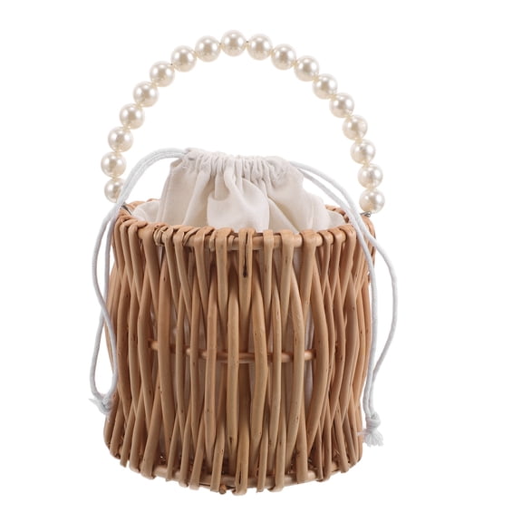PENIKOKO Handwoven Rattan Flower Girl Basket with Romantic Design, Multi-Storage Wicker Basket, 1 Set for Weddings