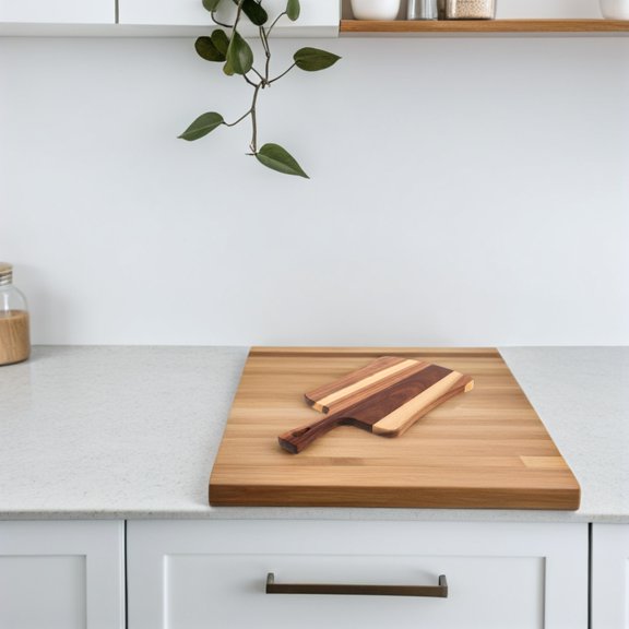 PENIKOKO Brown Wood Serving Board with Handle, Charcuterie Cheese Platter, Bread Cutting Board for Kitchen Prep Food Tray
