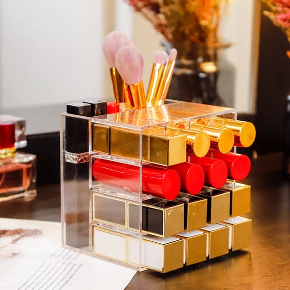 PENIKOKO clear makeup organizer Transparent Square Multilayer Storage Rack for Women at Dressing Table 1Pack