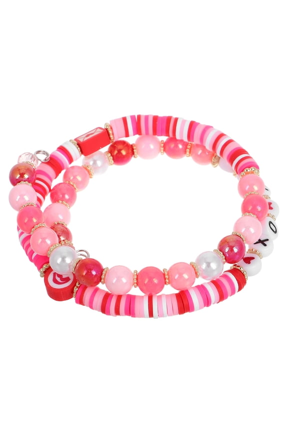 heart bead bracelet Bracelet Pink 1Set Heart Wrap Design Romantic Occasions Jewelry