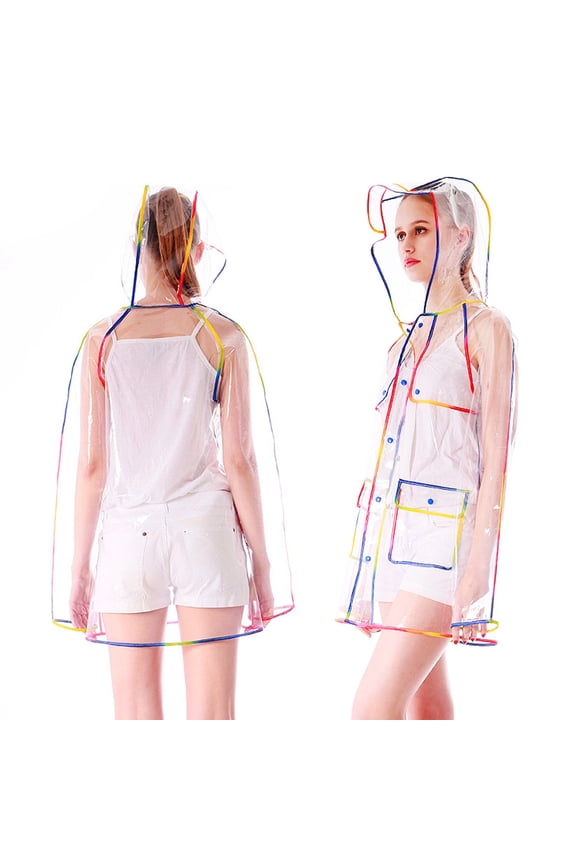 Transparent EVA Raincoat for Adults, Portable Rain Jacket, Lightweight Hiking Rain Gear for Rainy Days