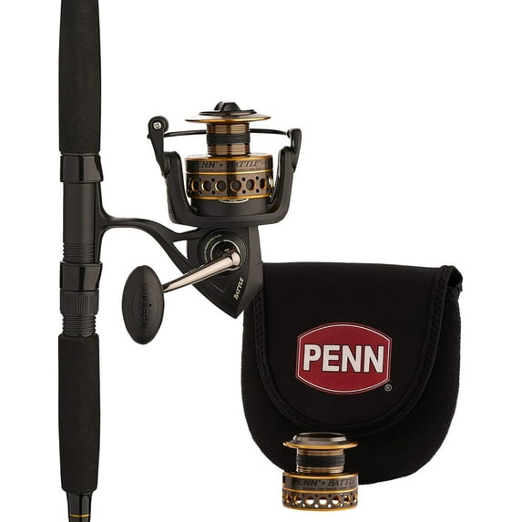 PENN 7' Battle Spinning Fishing Rod and Reel Combo Kit, Size 5000 Reel with Cover, Moderate Action