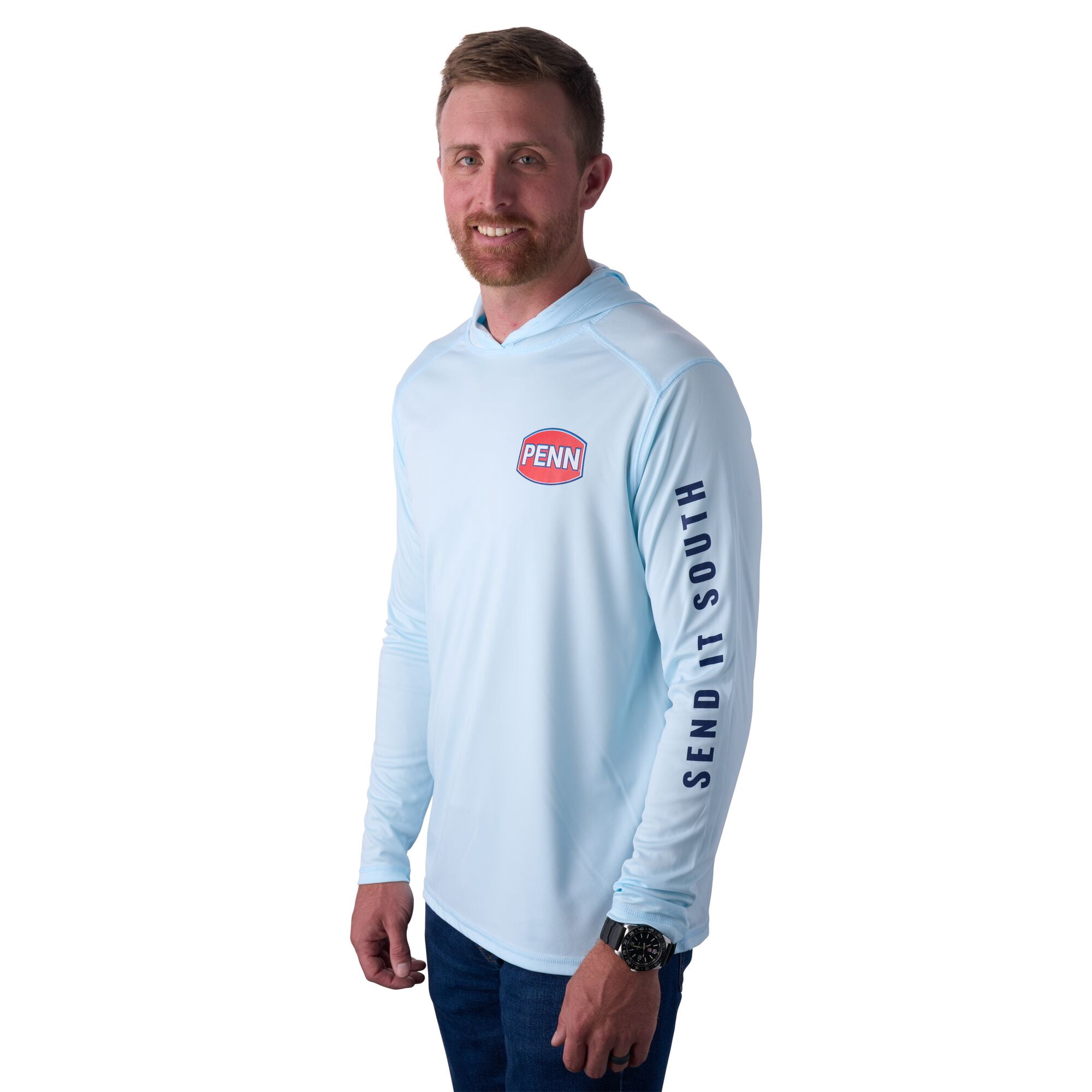 PENN CFCW Performance Hooded Sun Shirt, Arctic Blue, Size XXL