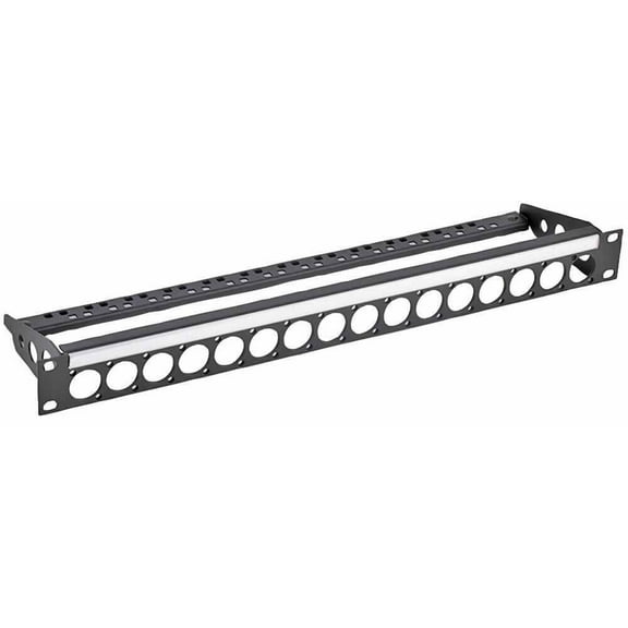 PENN ELCOM - 19" Rack Panel Punched for 16 D Series Connectors - 1U