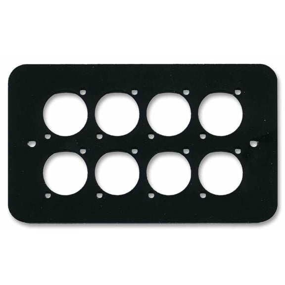 PENN ELCOM - 2-Gang 8x XLR / Speakon / RJ45 Wall Plate Black - Rounded Corners