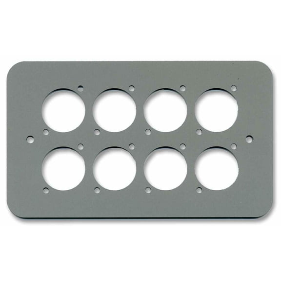 PENN ELCOM - 2-Gang 8x XLR / Speakon / RJ45 Wall Plate Silver - Rounded Corners