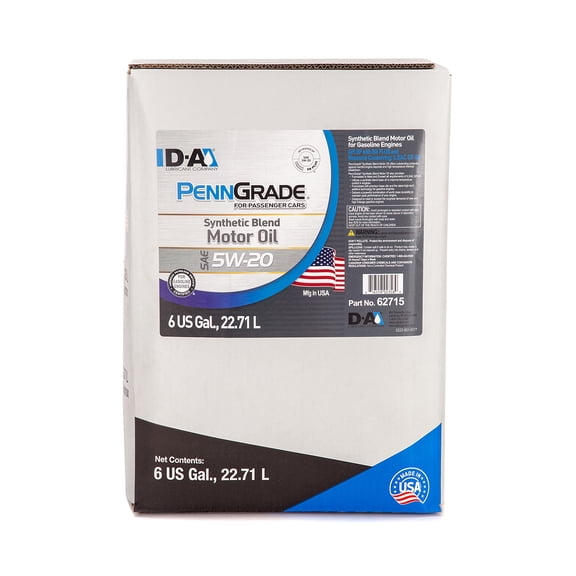 PENN GRADE 62715, Synthetic Blend High Performance Oil SAE 5W-20, 6 Gallon
