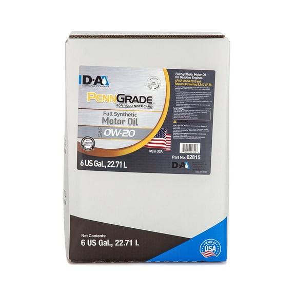 PENN GRADE 62815, Full Synthetic Motor Oil SAE 0W-20, 6 Gallon