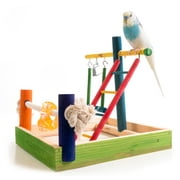 PENN-PLAX Bird Life Wooden Playpen – Perfect for Small Breeds - Keep Your Parakeets, Lovebirds, and Parrotlets Entertained and Stimulated – Small